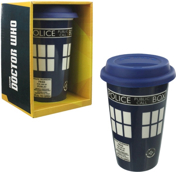 DOCTOR WHO Tardis Ceramic Travel Coffee Mug RARE